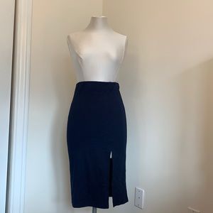 Forever 21 navy blue slit midi skirt